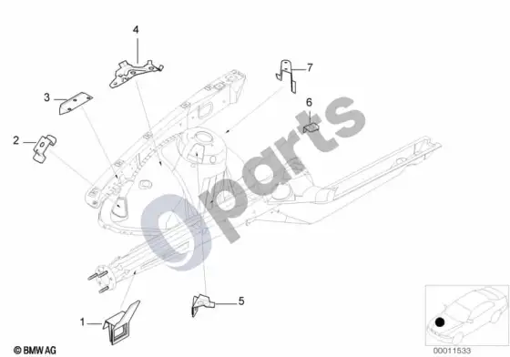 BMW 5 E39 priekinis kėbulo laikiklis, dešinys – schema