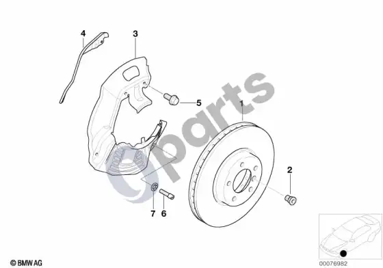 BMW 5 E39 priekinis stabdys / stabdžių diskas – schema