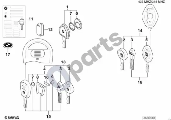 BMW 5 E39 raktelis su akumuliatoriumi (nuo 09/99) – schema