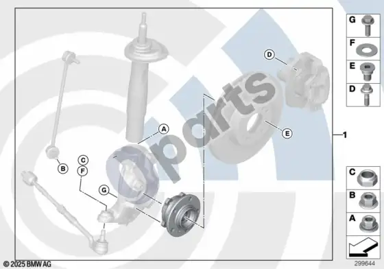 BMW 5 E39 ratų guolio komplektas, priekinis / value line – schema