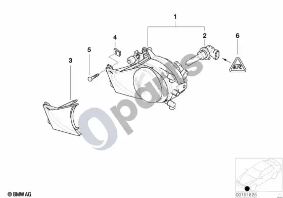 BMW 5 E39 rūko žibintai; 2000.09 - ... – schema