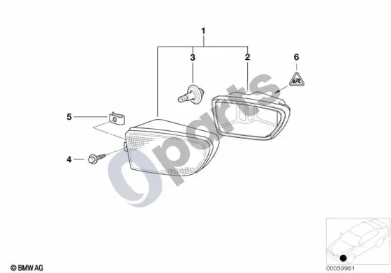 BMW 5 E39 rūko žibintai – schema
