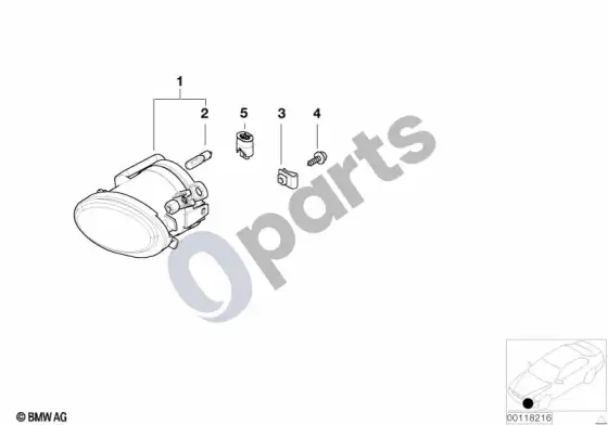 BMW 5 E39 rūko žibintas m-technik – schema