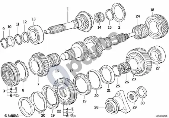 BMW 5 E39 s5d...g varomasis velenas/išėjimo velenas – schema