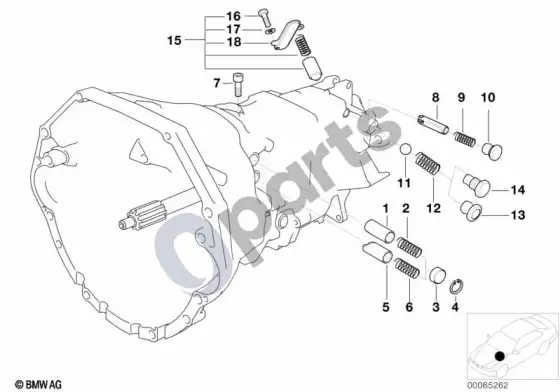 BMW 5 E39 s6s420g vidinės pavarų perjungimo detalės – schema