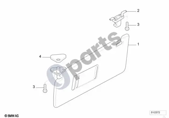 BMW 5 E39 saulės skydeliai – schema