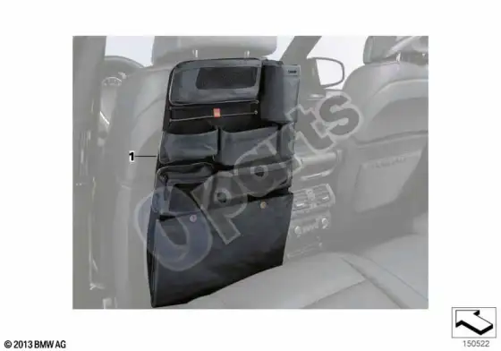BMW 5 E39 sėdynės atlošo kišenė daiktams – schema