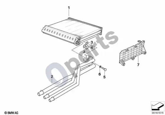 BMW 5 E39 šildytuvo radiatorius, automatinis oro kondicionavimas – schema
