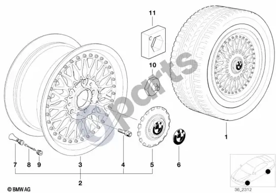 BMW 5 E39 skersinių stipinų kompozitinis ratlankis (styl.5) – schema