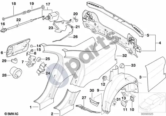 BMW 5 E39 šoninė apdaila/galinė apdaila – schema