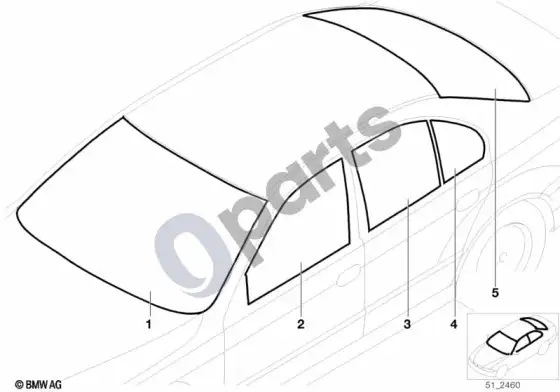 BMW 5 E39 stiklai – schema