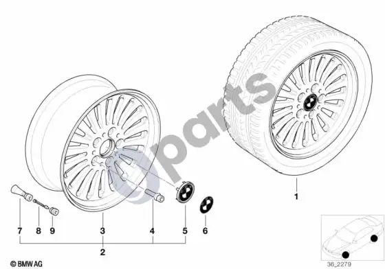 BMW 5 E39 stipinų dizainas – schema