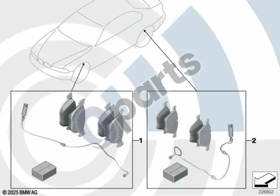 BMW 5 E39 techninės priežiūros komplektas, stabdžių kaladėlės / value line – schema