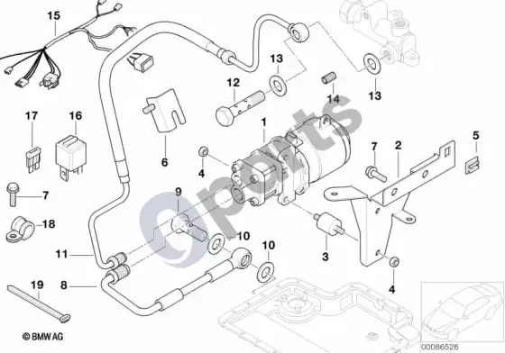BMW 5 E39 tepimo sistema / kompresorius – schema