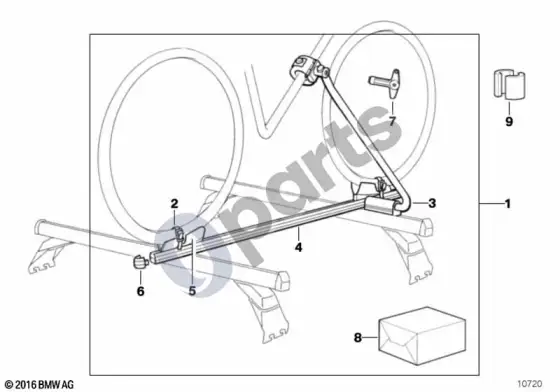 BMW 5 E39 turistinio dviračio laikiklis – schema