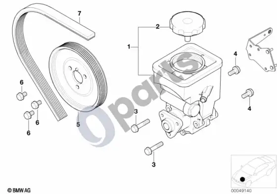 BMW 5 E39 vairo stiprintuvo siurblys – schema