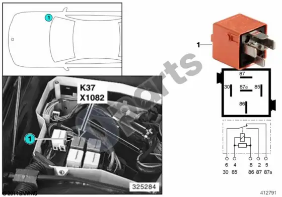 BMW 5 E39 valytuvų relė 2 K37 – schema
