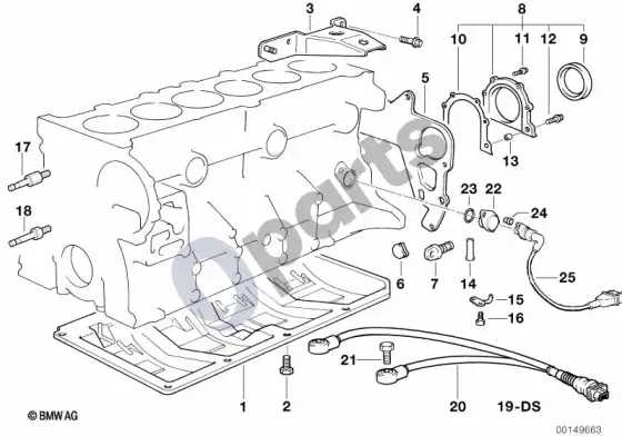 BMW 5 E39 variklio bloko ttvirtinimo detalės; ... - 1998.09 – schema