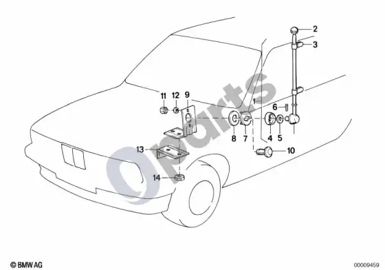 BMW 5 E39 vėliavėlės laikiklis – schema