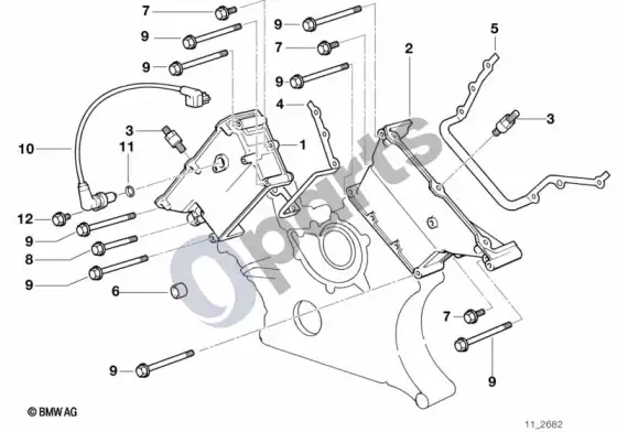 BMW 5 E39 viršutinis paskirstymo mechanizmo korpusas; ... - 1998.09 – schema