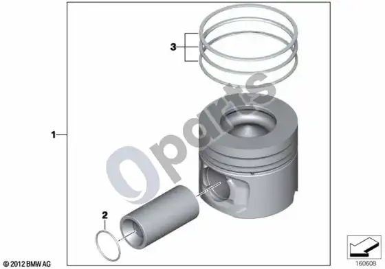 BMW 5 E60 E61 alkūninis velenas, stūmokliai (N47) – schema