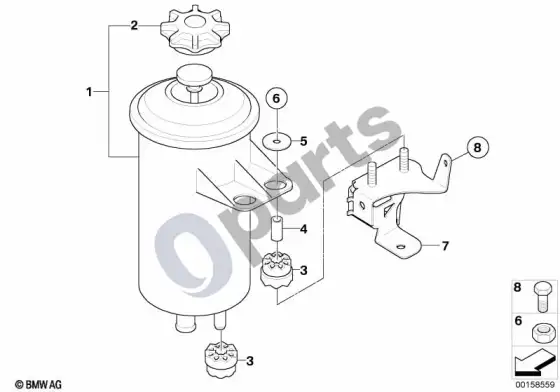BMW 5 E60 E61 alyvos bakelis / komponentai / aktyvus vairavimas (N53) – schema
