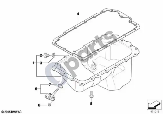 BMW 5 E60 E61 alyvos karteris / alyvos lygio matuoklis (N46N) – schema