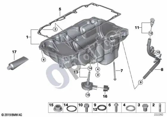 BMW 5 E60 E61 alyvos karteris / alyvos lygio matuoklis (N47) – schema
