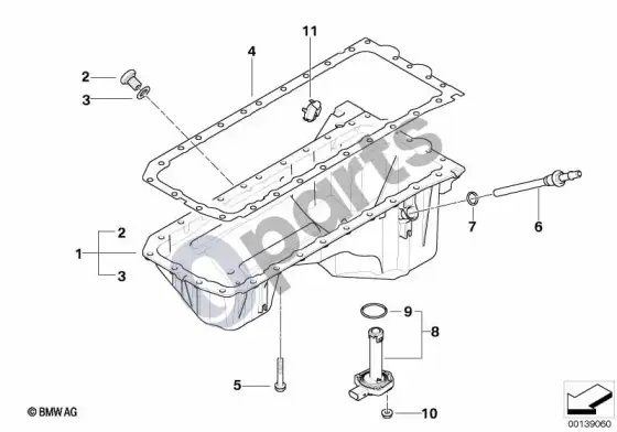 BMW 5 E60 E61 alyvos karteris (N52) – schema