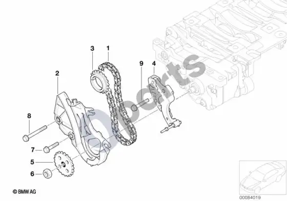 BMW 5 E60 E61 alyvos siurblio ir balansinio veleno pavara (N43) – schema