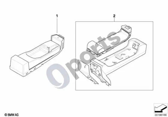 BMW 5 E60 E61 atskiros dalys SA639/SA664, centrinė konsolė; ... - 2007.03 – schema