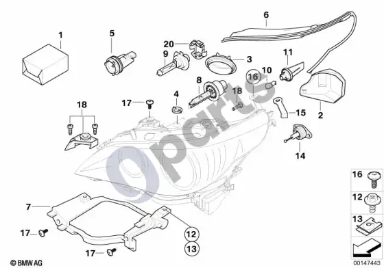 BMW 5 E60 E61 atskiros dalys, žibintas xenon/alc; ... - 2007.03 – schema