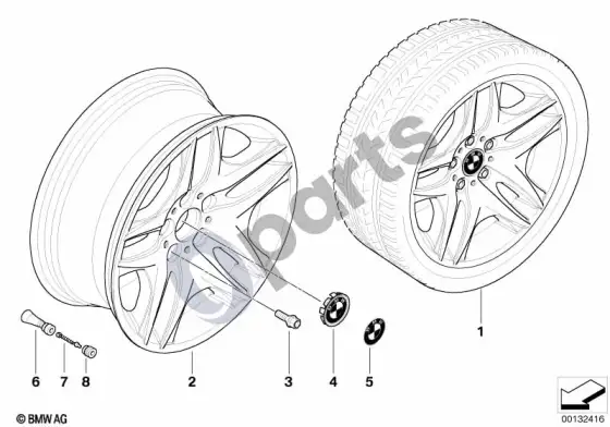 BMW 5 E60 E61 BMW lengvojo lydinio ratlankis, dvigubų stipinų 129 – schema