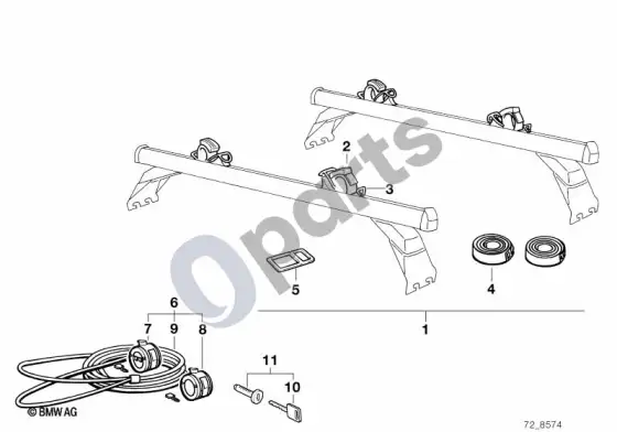 BMW 5 E60 E61 banglenčių laikiklis (E60 520D, E61 520D) – schema