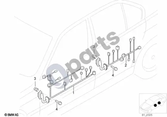 BMW 5 E60 E61 durų laidų pynė (E60 520D, E61 520D) – schema