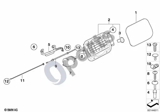 BMW 5 E60 E61 įpylimo lemputė (E60 520D, E61 520D) – schema