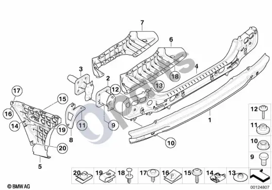 BMW 5 E60 E61 galinis laikiklis (E60 520D) – schema