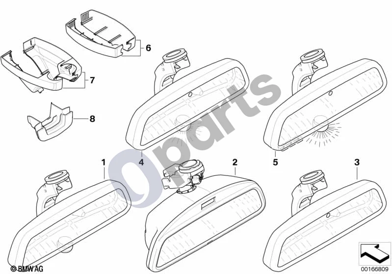 BMW 5 E60 E61 (2004–2010) Salono veidrodėlis (E60 520D) schema – pozicija 03: Salono veidrodėlis EC / LED