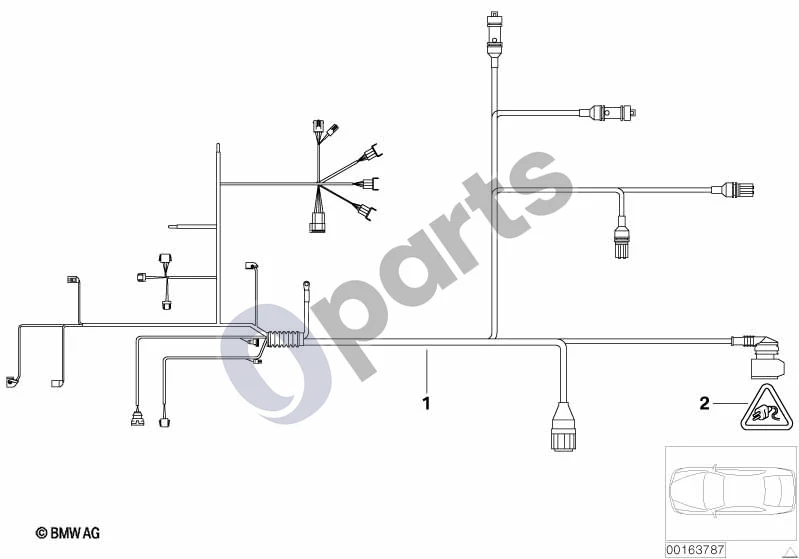BMW 5 E60 E61 (2004–2010) Variklio pavarų dėžės modulio laidų pynė (E60 520I) schema – pozicija 01: Variklio pavarų dėžės modulio laidų pynė