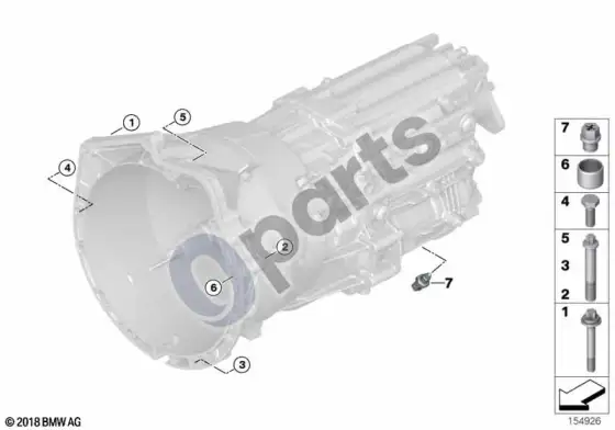 BMW 5 E60 E61 pavarų dėžės tvirtinimo detalės (E60 525D, E60 530DM57N, E60 530XD, E60 530DM57N2, E61 525D, E61 530DM57N, E61 530XD, E61 530DM57N2) – schema