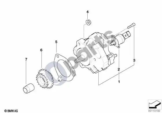 BMW 5 E60 E61 aukšto slėgio siurblys (E60 525D, E60 530DM57N, E60 535D, E61 525D, E61 530DM57N, E61 535D) – schema