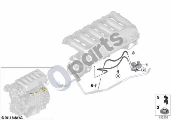BMW 5 E60 E61 vakuuminis valdymas, EGR (E60 525D, E61 525D) – schema