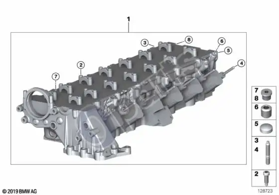 BMW 5 E60 E61 cilindrų galvutė (E60 530DM57N, E61 530DM57N) – schema