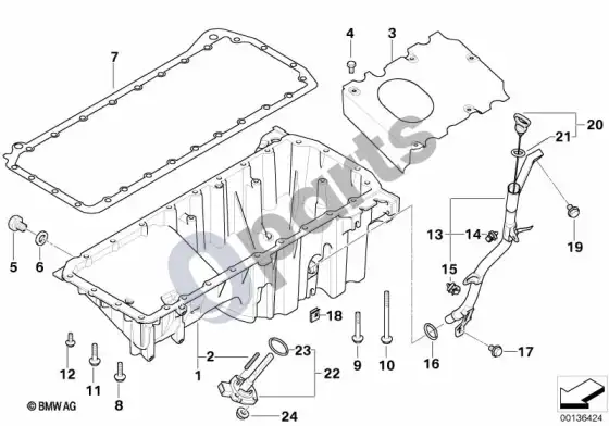 BMW 5 E60 E61 alyvos karteris / alyvos lygio matuoklis (E60 535D, E61 535D) – schema