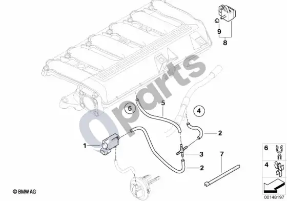 BMW 5 E60 E61 įsiurbimo kolektorius – vakuuminis valdymas (E60 535D, E61 535D) – schema