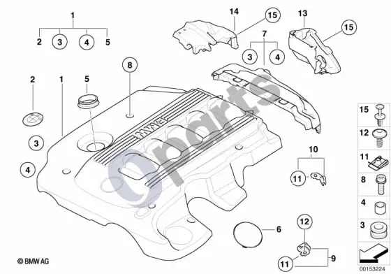 BMW 5 E60 E61 variklio akustika (E60 535D, E61 535D) – schema