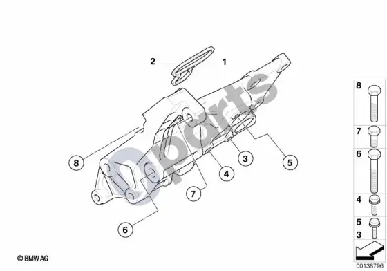 BMW 5 E60 E61 generatoriaus tvirtinimo detalės (E60 545I, E61 545I, E61 550I) – schema
