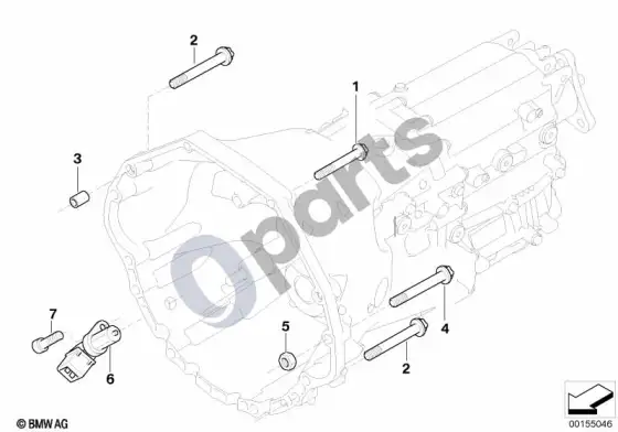 BMW 5 E60 E61 pavarų dėžės tvirtinimo detalės (E60 545I, E61 545I) – schema