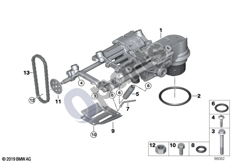 BMW 5 E60 E61 (2004–2010) Tepimo sistema / Alyvos siurblys su pavara (E60 545I, E61 545I) schema – pozicija 07: Alyvos vamzdis