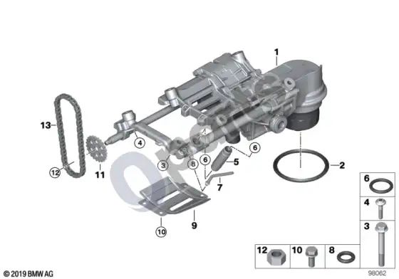 BMW 5 E60 E61 tepimo sistema / alyvos siurblys su pavara (E60 545I, E61 545I) – schema